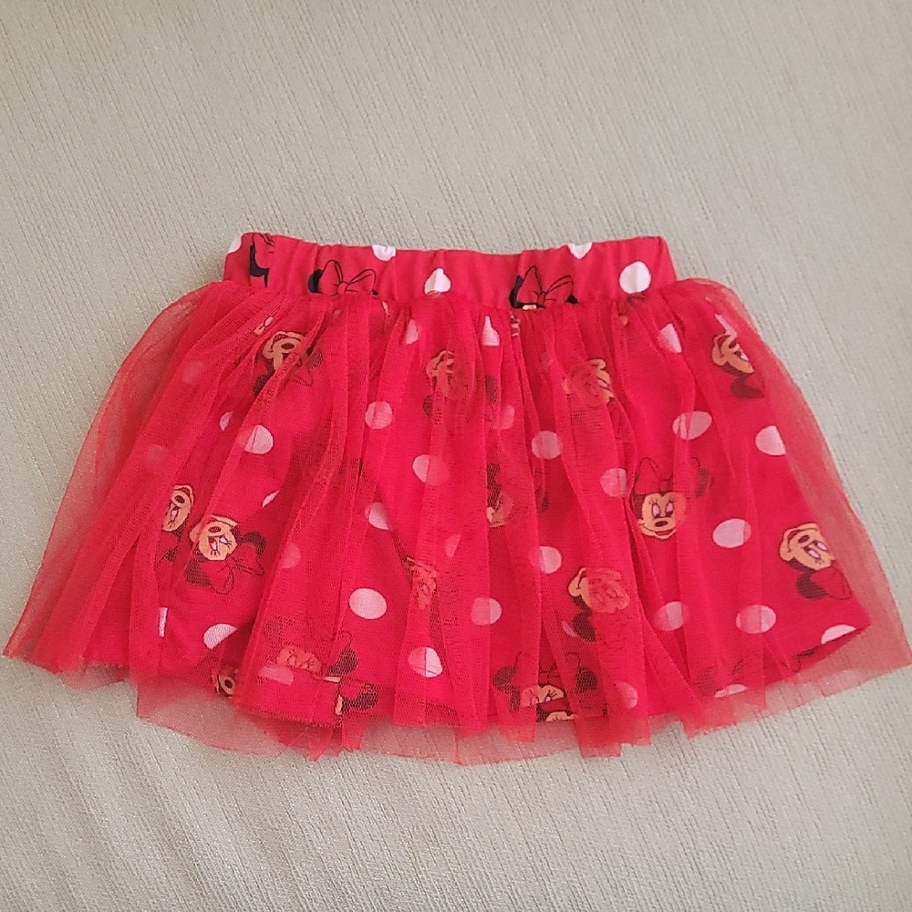 Red Tulle Skirt with Cartoon Print